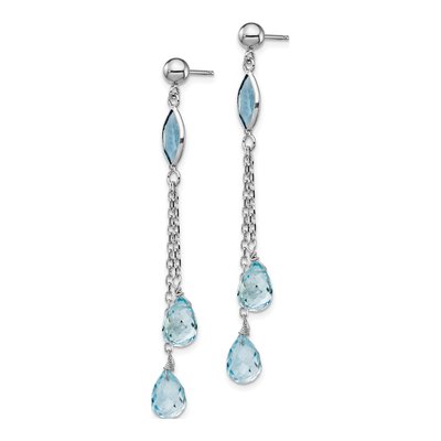 14K White Gold Swiss Blue Topaz & Sky Blue Topaz Dangle Earrings – view 3