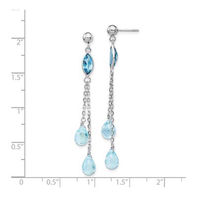 14K White Gold Swiss Blue Topaz & Sky Blue Topaz Dangle Earrings – view 5