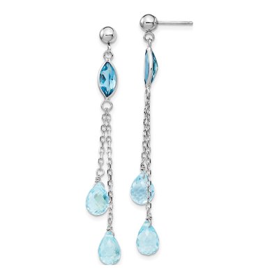 14K White Gold Swiss Blue Topaz & Sky Blue Topaz Dangle Earrings