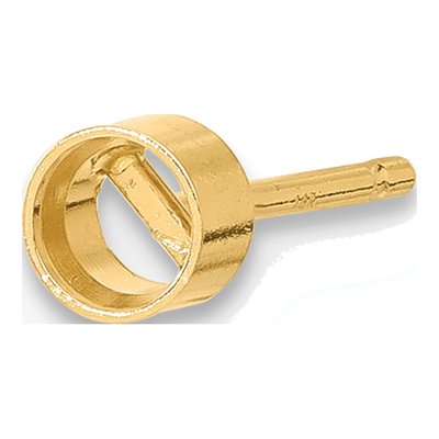 14K Yellow Gold Single Bezel Post Earring Mounting – view 3