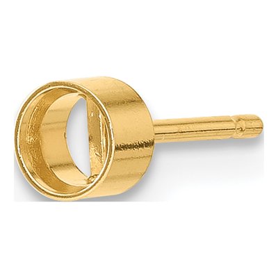 14K Yellow Gold Bezel Post Earring Mounting, Single – view 3