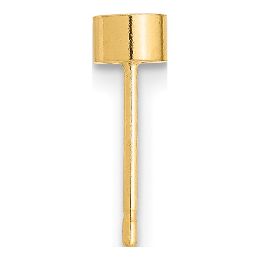 14K Yellow Gold Bezel Post Earring Mounting, Single