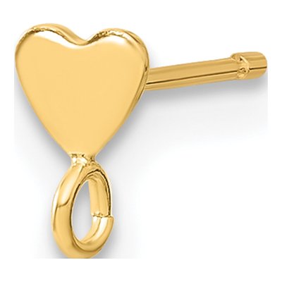 14K Yellow Gold Heart Earring Mounting, Single – view 3