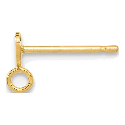 14K Yellow Gold Heart Earring Mounting, Single