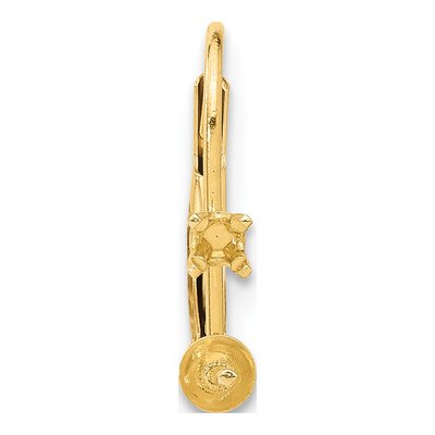 14K Yellow Gold Leverback Earring Mounting for 3mm Pearl