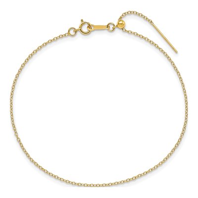 14K Yellow Gold Add-A-Bead Cable Bracelet, 8in