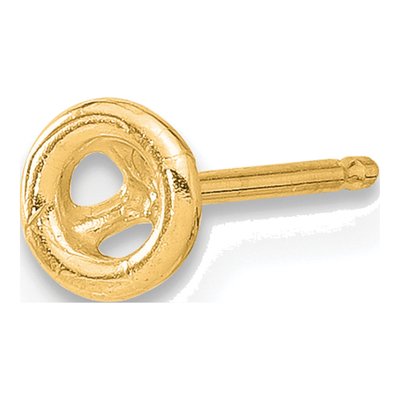 14K Yellow Gold Round Bezel Earring Mounting – view 3