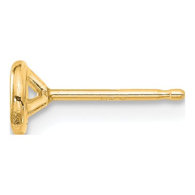 14K Yellow Gold Round Bezel Earring Mounting