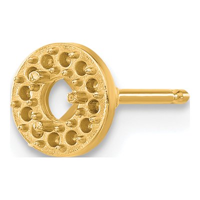14K Yellow Gold Round Margarita Earring Mounting – view 3