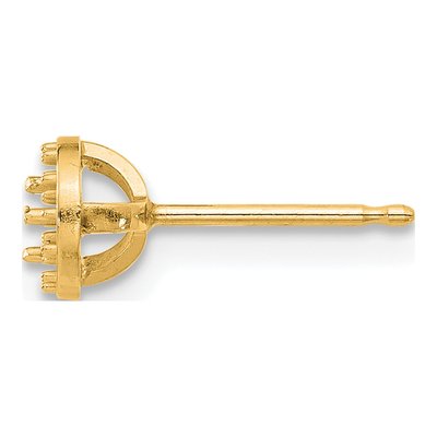 14K Yellow Gold Round Margarita Earring Mounting