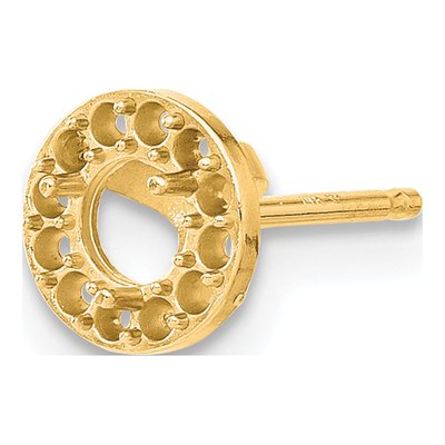 14K Yellow Gold Round Margarita Earring Mounting – view 3