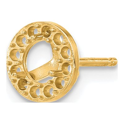 14K Yellow Gold Round Margarita Earring Mounting – view 3