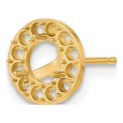 14K Yellow Gold Round Margarita Earring Mounting – view 3