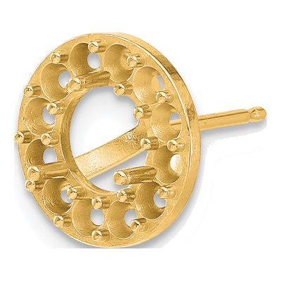 14K Yellow Gold Round Margarita Earring Mounting – view 3