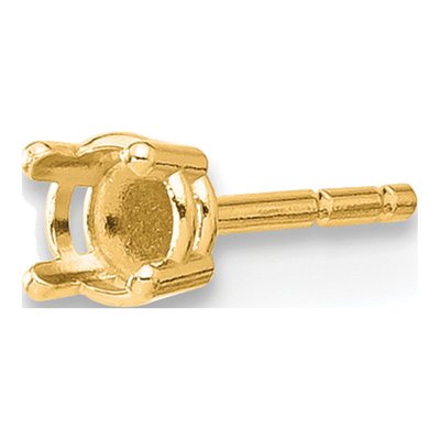 14K Yellow Gold 4-Prong Earring Mounting, 3mm – view 3