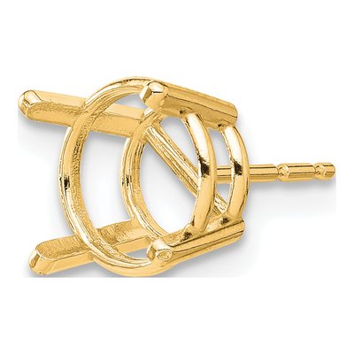 14K Yellow Gold 8mm Round 4-Prong Earring Mounting – view 3
