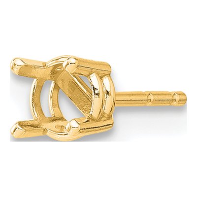 14K Yellow Gold 4mm Round Earring Mounting – view 3