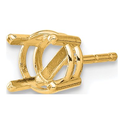 14K Yellow Gold Round Prong Earring Mounting, 5mm – view 3