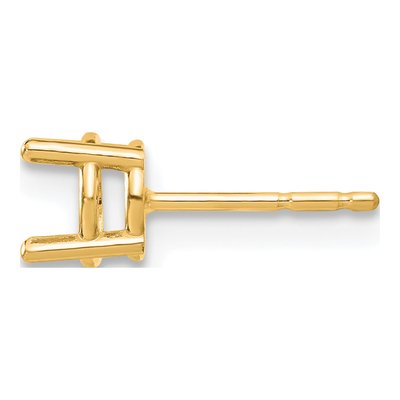 14K Yellow Gold Round Prong Earring Mounting, 5mm