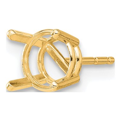 14K Yellow Gold 6mm Round 4-Prong Earring Mounting – view 3