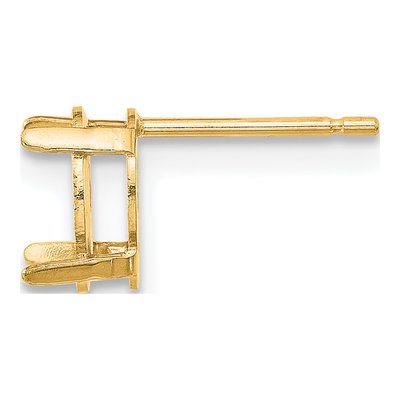 14K Yellow Gold Oval 4-Prong Earring Mounting, 5x3mm