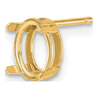 14K Yellow Gold Oval 4-Prong Earring Mounting – view 3