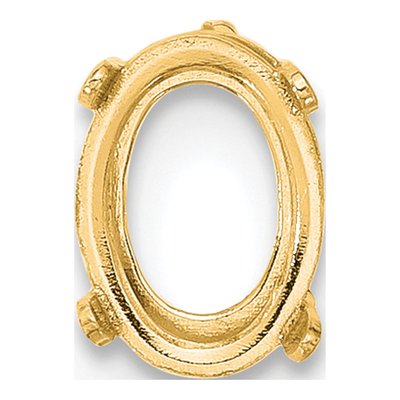 14K Yellow Gold 8x6mm Oval Prong Earring Mounting – view 2