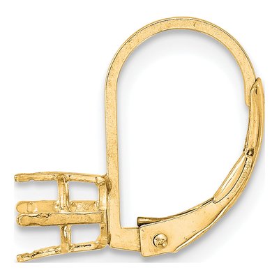14K Yellow Gold Leverback Earring Mounting, 6mm