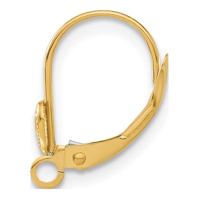 14K Yellow Gold Heart Leverback Earring Mounting