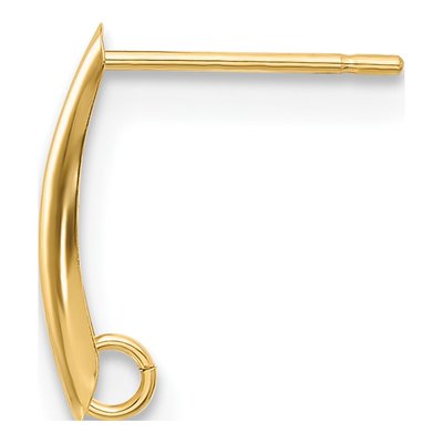 14K Yellow Gold Single Shield Earring Mounting