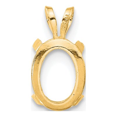 14K Yellow Gold Oval 4-Prong Pendant Mounting – view 3
