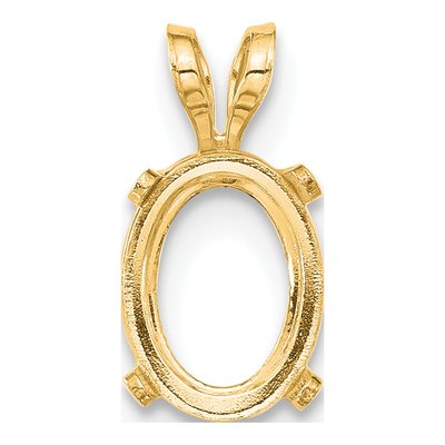 14K Yellow Gold Oval 4-Prong Pendant Mounting