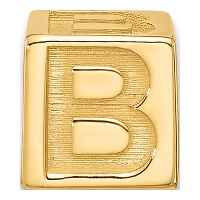 14K Yellow Gold Alphabet Letter B Pendant – view 3