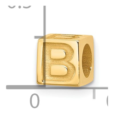 14K Yellow Gold Alphabet Letter B Pendant – view 4