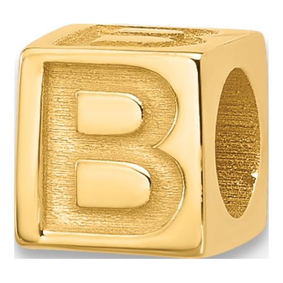 14K Yellow Gold Alphabet Letter B Pendant
