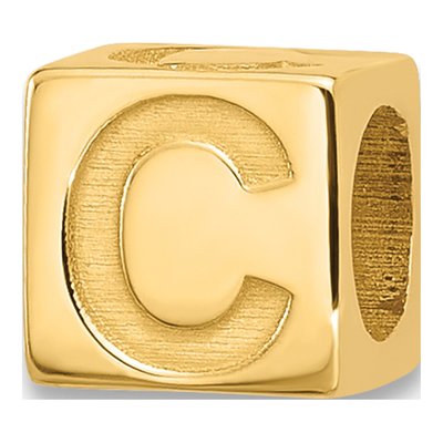 14K Yellow Gold Alphabet Letter C Pendant