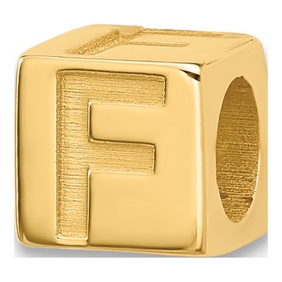 14K Yellow Gold Alphabet Letter F Pendant