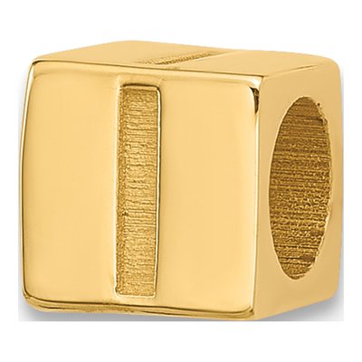 14K Yellow Gold Alphabet Letter I Pendant