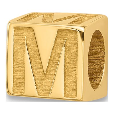 14K Yellow Gold Alphabet Letter M Pendant