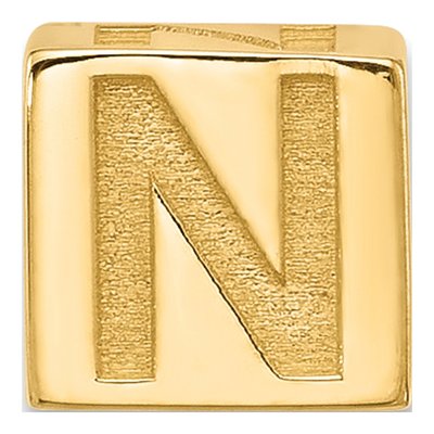 14K Yellow Gold Alphabet Letter N Pendant – view 3