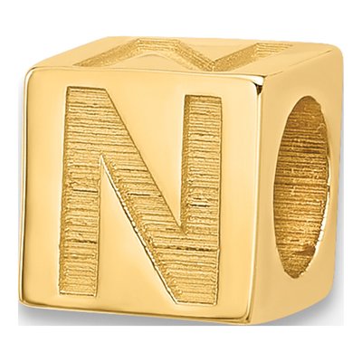 14K Yellow Gold Alphabet Letter N Pendant