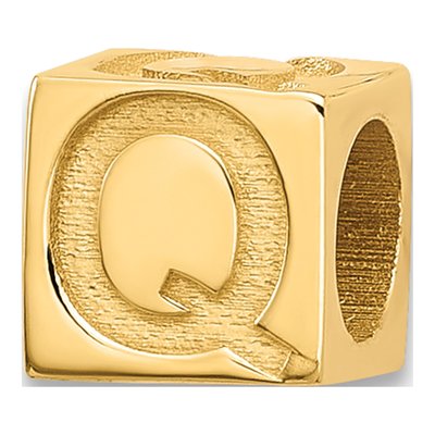 14K Yellow Gold Alphabet Letter Q Charm