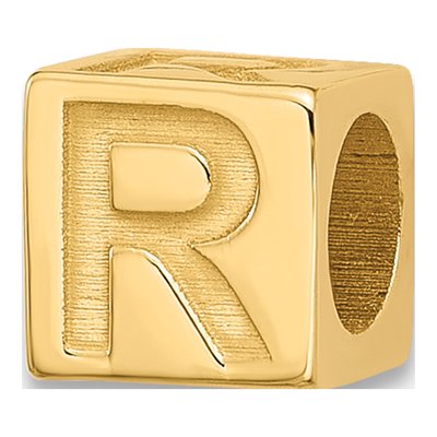 14K Yellow Gold Alphabet Letter R Pendant