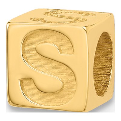 14K Yellow Gold Alphabet Letter S Pendant