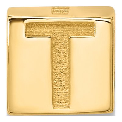 14K Yellow Gold Alphabet Letter T Pendant – view 3