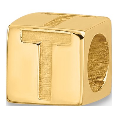 14K Yellow Gold Alphabet Letter T Pendant