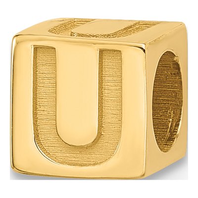 14K Yellow Gold Alphabet Letter U Pendant