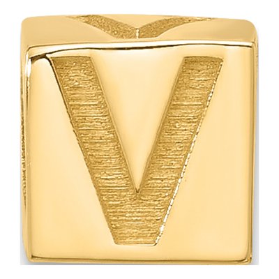 14K Yellow Gold Alphabet Letter V Charm – view 3