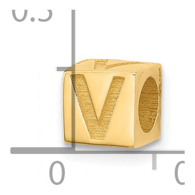 14K Yellow Gold Alphabet Letter V Charm – view 4