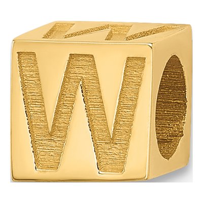 14K Yellow Gold Alphabet Letter W Pendant